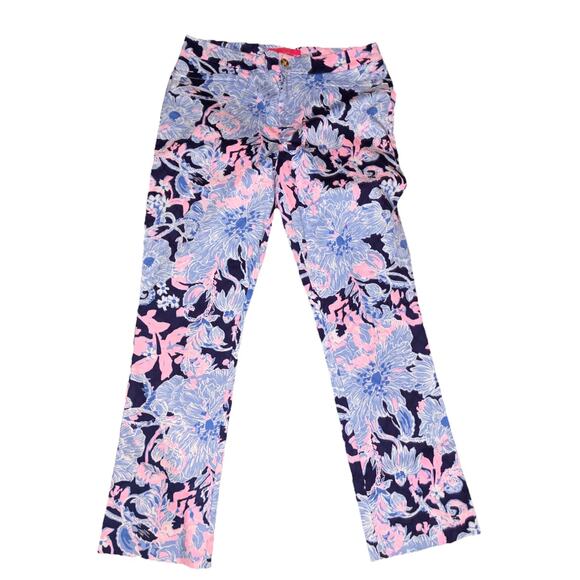 Lilly Pulitzer Pants Kelly Hi Rise Blue Amore Aqua Size 10 Inseam 27" - Picture 2 of 10